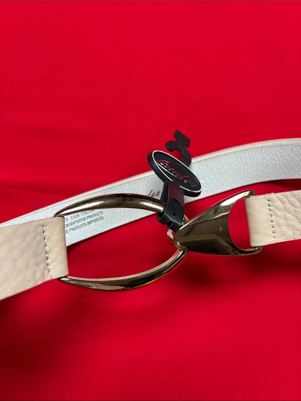 Landes O/S cream color Italian leather belt. NWT!!